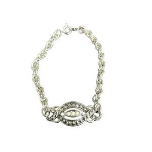 Avon “Heirloom Classic bracelet” Silver Chain Bracelet with Rhinestone Accent